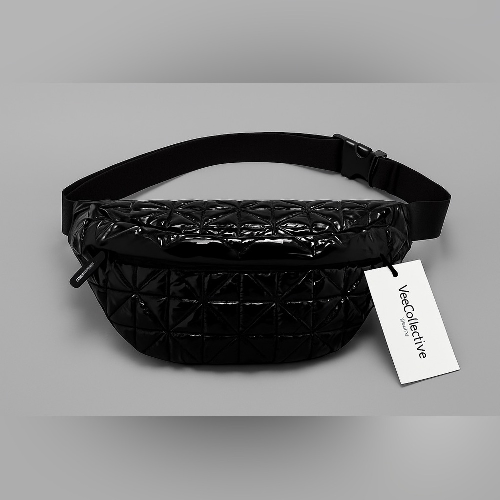 🖤 VEE COLLECTIVE Quilted Fanny Pack – Black